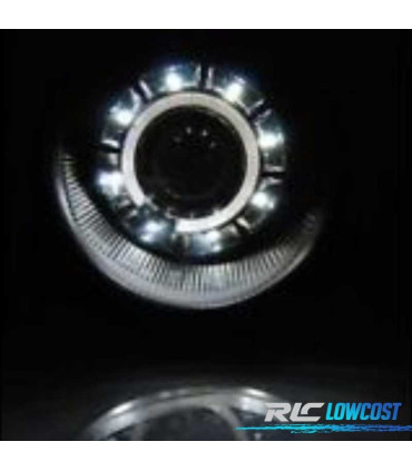 FAROS PARA VOLKSWAGEN VW LUPO 98-05 LUZ DIURNA OJOS ANGEL FONDO NEGRO