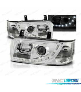 FAROS VOLKSWAGEN VW T4 TRANSPORTER 90-03 LUZ DIURNA FONDO CROMO