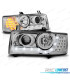 FAROS VOLKSWAGEN VW T4 TRANSPORTER 90-03 LUZ DIURNA + INTERMITENTE LEDFONDO CROMO