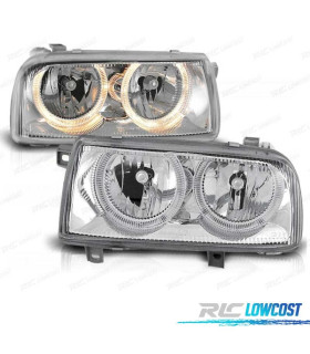 FAROS VOLKSWAGEN VW VENTO 92-98 OJOS ANGEL FONDO CROMO
