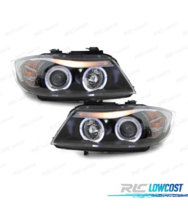 FAROS BMW E90 91 05-08 OJOS ANGEL FONDO NEGRO