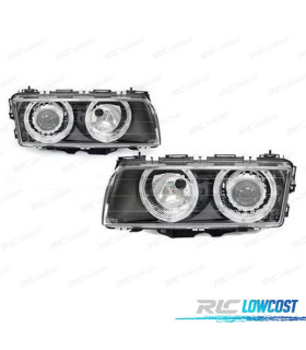 FAROS BMW E38 98-01 OJOS ANGEL HALOGENOS FONDO NEGRO