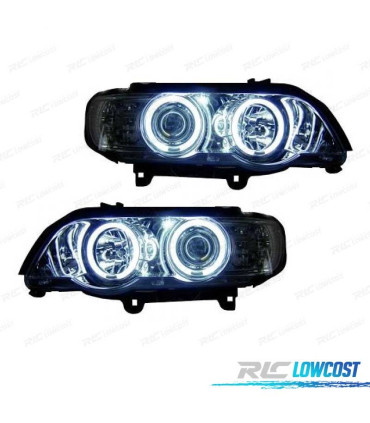 FAROS BMW X5 E53 99-03 OJOS ANGEL CCFL FONDO CROMO