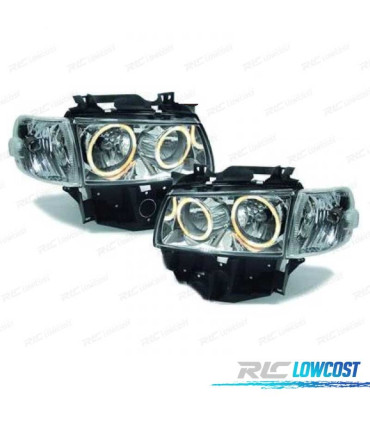 FAROS VOLKSWAGEN VW T4 CARAVELLE MULTIVAN 97-03 OJOS ANGEL FONDO CROMO