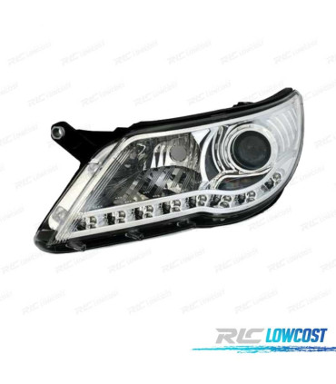 FAROS VOLKSWAGEN VW TIGUAN 07-11 LUZ DIURNA LED FONDO CROMO