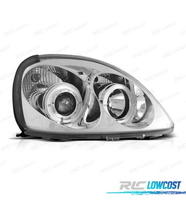 FAROS TOYOTA YARIS 98-05 OJOS ANGEL FONDO CROMO
