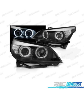 FAROS XENON BMW E60 03-07 OJOS ANGEL CCFL FONDO NEGRO