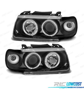 FAROS VOLKSWAGEN VW POLO 6N 95-98 OJOS ANGEL FONDO NEGRO