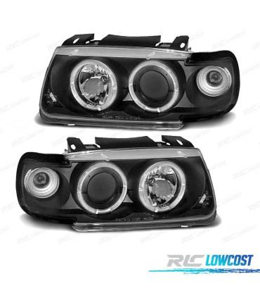 FAROS VOLKSWAGEN VW POLO 6N 95-98 OJOS ANGEL FONDO NEGRO
