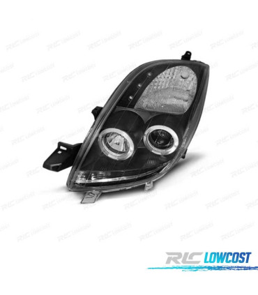 FAROS TOYOTA YARIS 06-09 OJOS ANGEL CCFL FONDO NEGRO