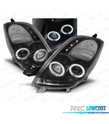 FAROS TOYOTA YARIS 06-09 OJOS ANGEL CCFL FONDO NEGRO