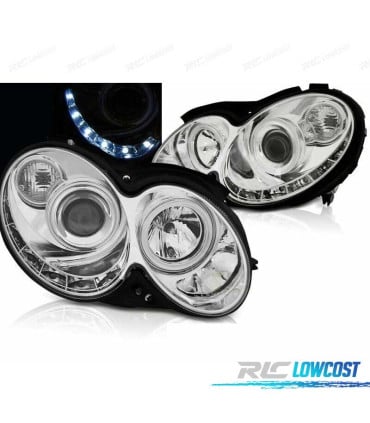 FAROS MERCEDES CLASE CLK W209 02-09 LUZ DIURNA FONDO CROMO