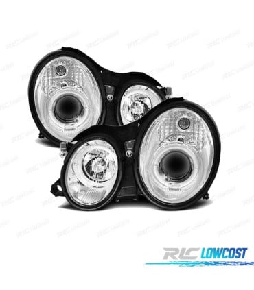 FAROS MERCEDES CLASE CLK W208 98-02 OJOS ANGEL CCFL FONDO CROMO