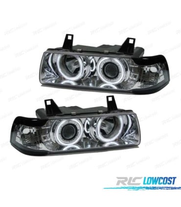 FAROS BMW SERIE 3 E36 92-98 OJOS ANGEL CCFL FONDO CROMO