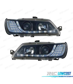 FAROS PEUGEOT 306 97-01 LUZ DIURNA LED FONDO NEGRO
