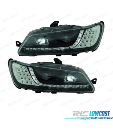 FAROS PEUGEOT 306 97-01 LUZ DIURNA LED FONDO NEGRO