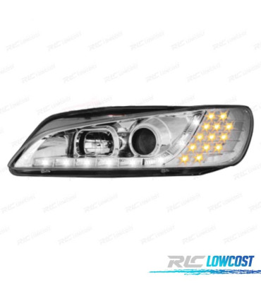 FAROS PEUGEOT 306 97-01 LUZ DIURNA LED FONDO CROMO
