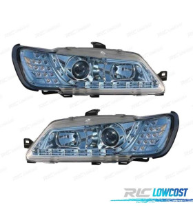 FAROS PEUGEOT 306 97-01 LUZ DIURNA LED FONDO CROMO