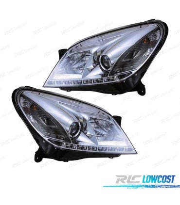 FAROS OPEL ASTRA H 04-09 LUZ DIURNA LED FONDO CROMO
