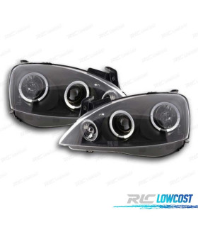 FAROS OPEL CORSA C 00-06 OJOS ANGEL + LED FONDO NEGRO