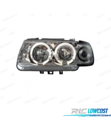 FAROS VOLKSWAGEN VW POLO 6N 94-99 OJOS ANGEL FONDO CROMO MAN.