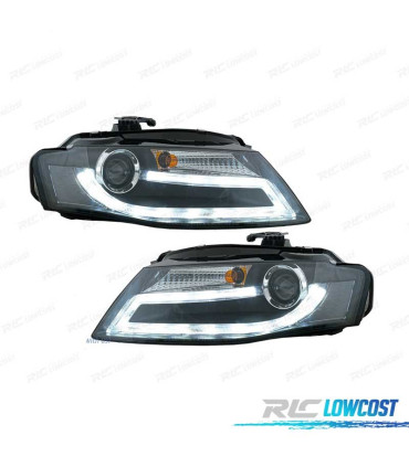 FAROS AUDI A4 B8 07-11 LUZ DIURNA LED DRL FONDO NEGRO