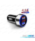 CARGADOR MECHERO USB DOBLE LCD 4.8 A CARGA RAPIDA