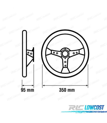 VOLANTE INVERTIDO PIEL SINTETICA NEGRO BRAZOS PLATEADOS Y RIBETE BLANCO WRC3