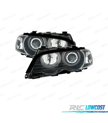 FAROS BMW E46 COUPE 99-03 OJOS ANGEL CCFL INTERMITENTES FONDO NEGRO