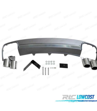 KIT DIFUSOR AUDI A4 B8 11-15 LOOK S4 + 2 COLAS DOBLES INOX