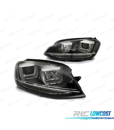 FAROS PARA VOLKSWAGEN VW GOLF 7 LOOK GTI LED DRL NEGROS INTERMITENTE LED 12-17