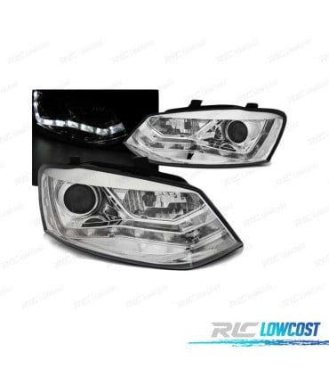 FAROS PARA VOLKSWAGEN VW POLO 6R 09-14 DAYLIGHT CROMADOS