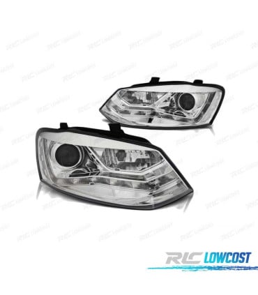 FAROS PARA VOLKSWAGEN VW POLO 6R 09-14 DAYLIGHT CROMADOS