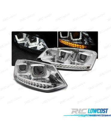 FAROS LUZ DIURNA VOLKSWAGEN POLO 6R 09-14 U-TYPE LED CROMADO