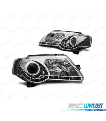 FAROS TRU DRL PARA VOLKSWAGEN VW PASSAT B6 3C 05-10 CROMADOS