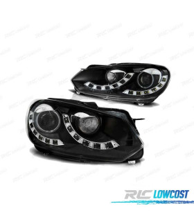 FAROS LUZ DIURNA VOLKSWAGEN VW GOLF 6 08-12 FONDO NEGRO SINGLE DRL