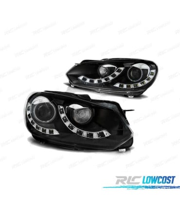 FAROS LUZ DIURNA PARA VOLKSWAGEN VW GOLF 6 08-12 FONDO NEGRO SINGLE DRL