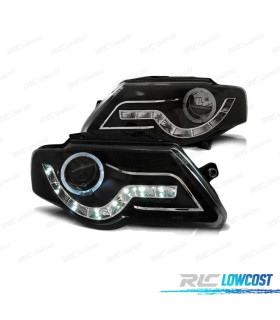 FAROS DAYLIGHT OJOS ANGEL PARA VOLKSWAGEN VW PASSAT B6 3C 05-10 NEGROS