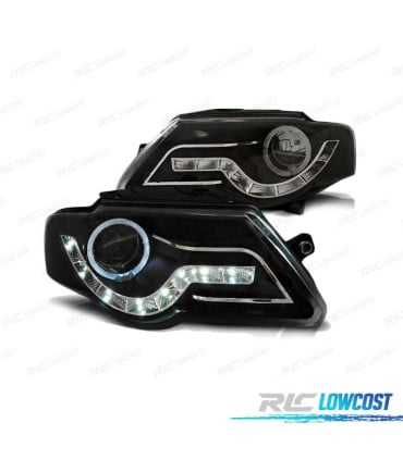 FAROS DAYLIGHT OJOS ANGEL PARA VOLKSWAGEN VW PASSAT B6 3C 05-10 NEGROS