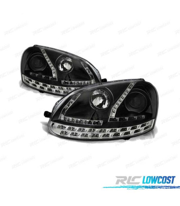 FAROS PARA VOLKSWAGEN VW GOLF 5 03-08 LUZ DIURNA LED NEW GENERATION NEGROS