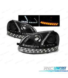 FAROS PARA VOLKSWAGEN VW GOLF 5 03-08 LUZ DIURNA LED NEW GENERATION NEGROS