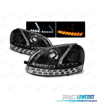 FAROS PARA VOLKSWAGEN VW GOLF 5 03-08 LUZ DIURNA LED NEW GENERATION NEGROS