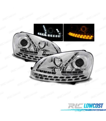 FAROS LUZ DIURNA PARA VOLKSWAGEN VW GOLF 5 03-08 CROMADOS