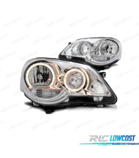 FAROS OJOS ANGEL PARA VOLKSWAGEN VW POLO 9N3 05-09 CROMADOS