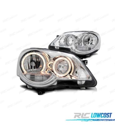 FAROS OJOS ANGEL PARA VOLKSWAGEN VW POLO 9N3 05-09 CROMADOS