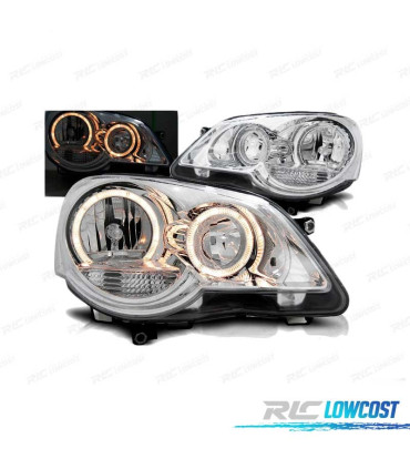 FAROS OJOS ANGEL PARA VOLKSWAGEN VW POLO 9N3 05-09 CROMADOS