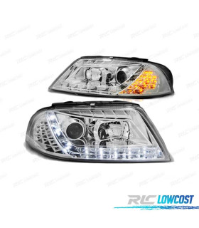 FAROS DAYLIGHT VOLKSWAGEN VW PASSAT 3BG 00-05 CON INTERMITENTE LED CROMADOS