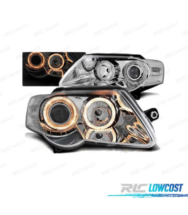 FAROS VOLKSWAGEN VW PASSAT B6 3C 05-10 OJOS ANGEL CROMADO