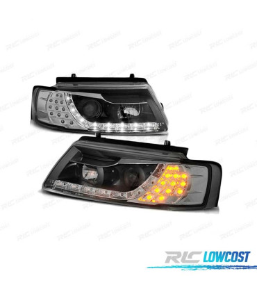 FAROS DAYLIGHT VOLKSWAGEN VW PASSAT 3B 96-00 CON INTERMITENTE LED NEGROS