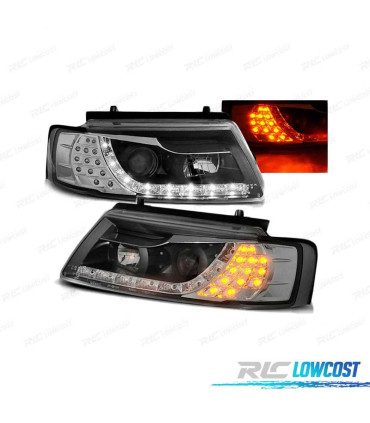 FAROS DAYLIGHT PARA VOLKSWAGEN VW PASSAT 3B 96-00 CON INTERMITENTE LED NEGROS